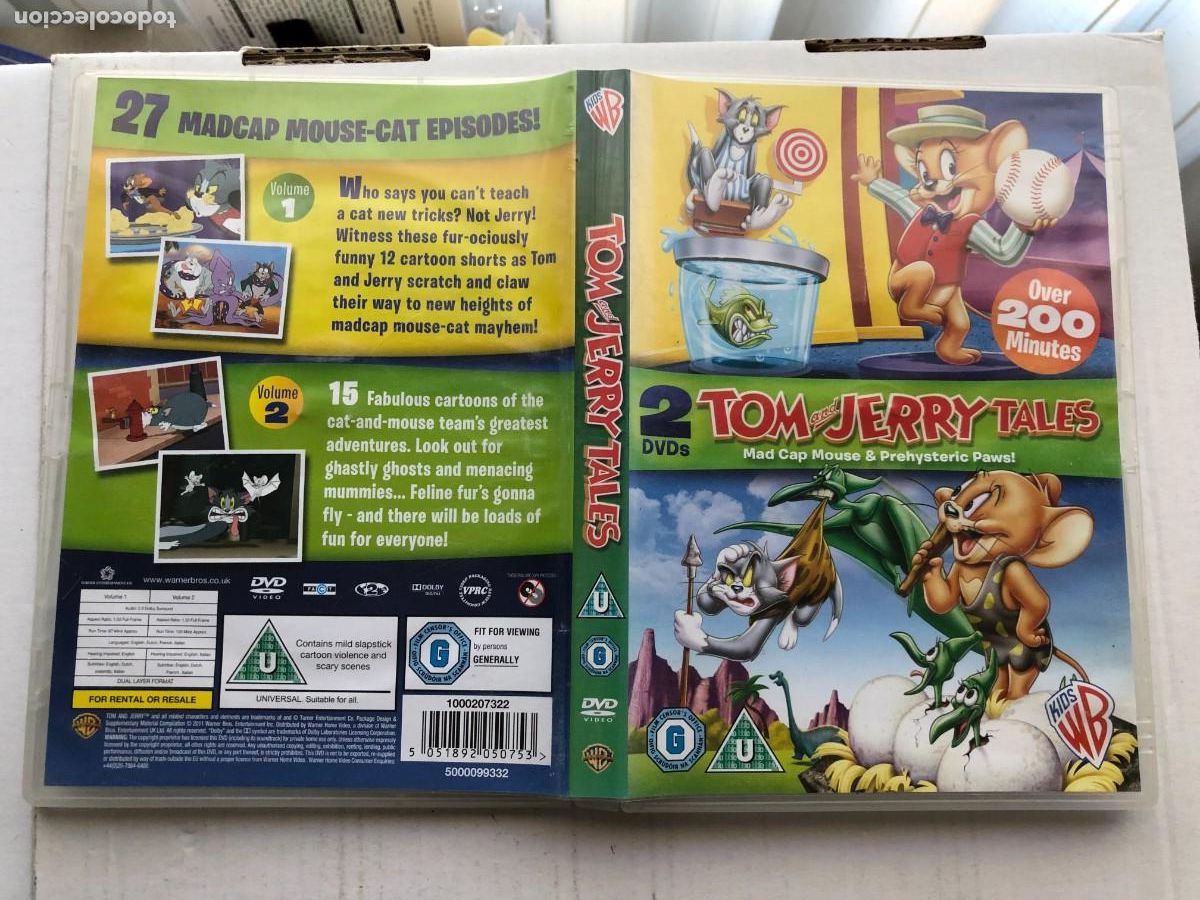 Cine: TOM JERRY TALES 2 DVDS MAD CAP MOUSES PREHIYSTORIC PAWS- PELICULA DVD INGLES KREATEN