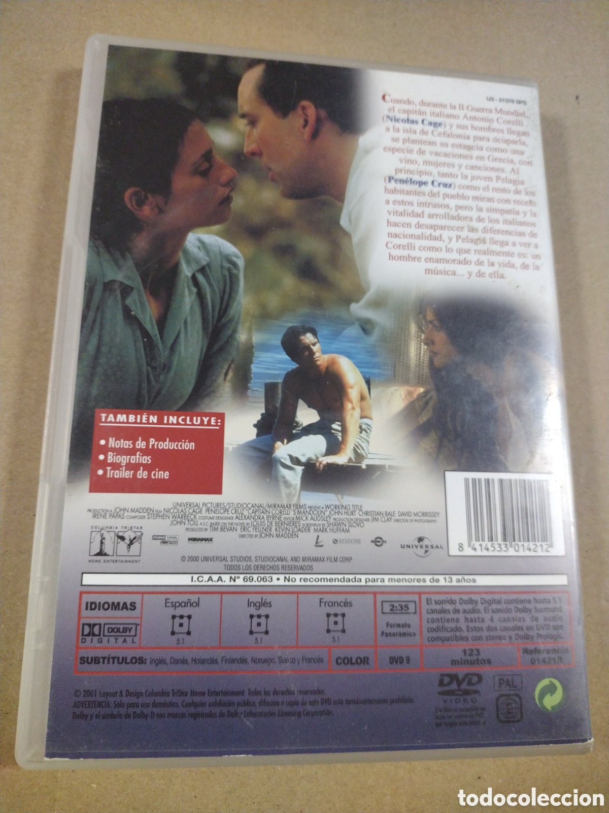 Cine: LA MANDOLINA DEL CAPITAN CORELLI. DVD - Foto 2