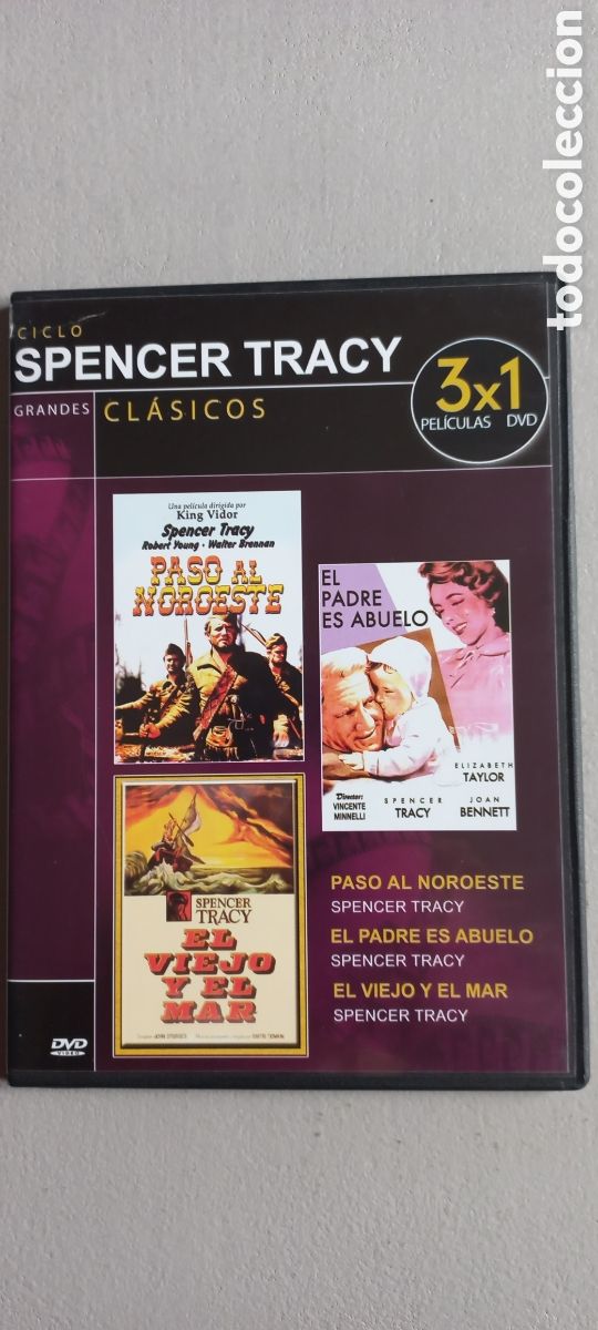 Cine: Spencer Tracy DVD Paso al Noroeste El padre es abuelo El viejo y el mar caja fina