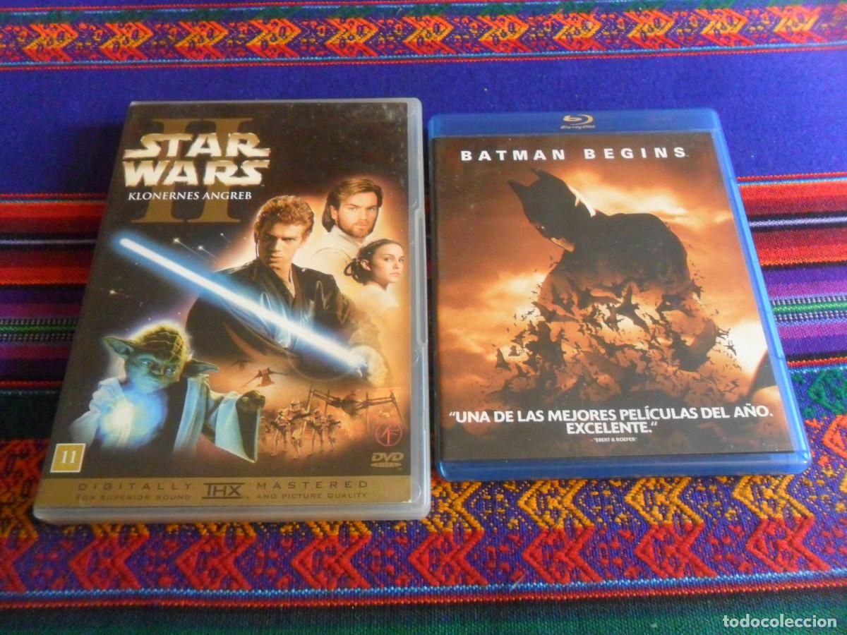 Cine: STAR WARS EPISODIO II EL ATAQUE DE LOS CLONES KLONERNES ANGREB DAN&Eacute;S Y BATMAN BEGINS BLUE RAY.