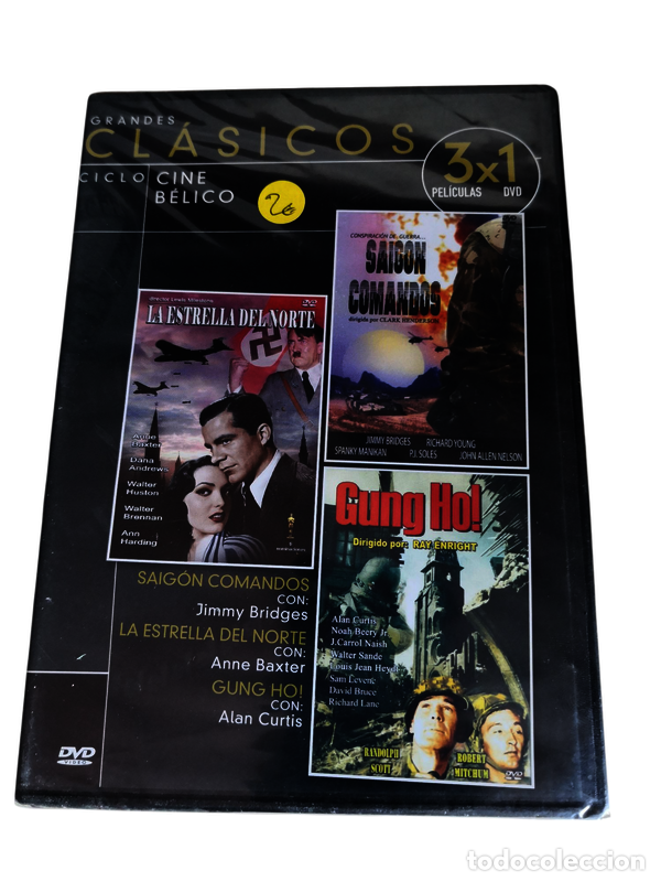 Cine: TF19 Grandes clasicos,ciclo cine belico III DVD TAPA FINA PRECINTADO