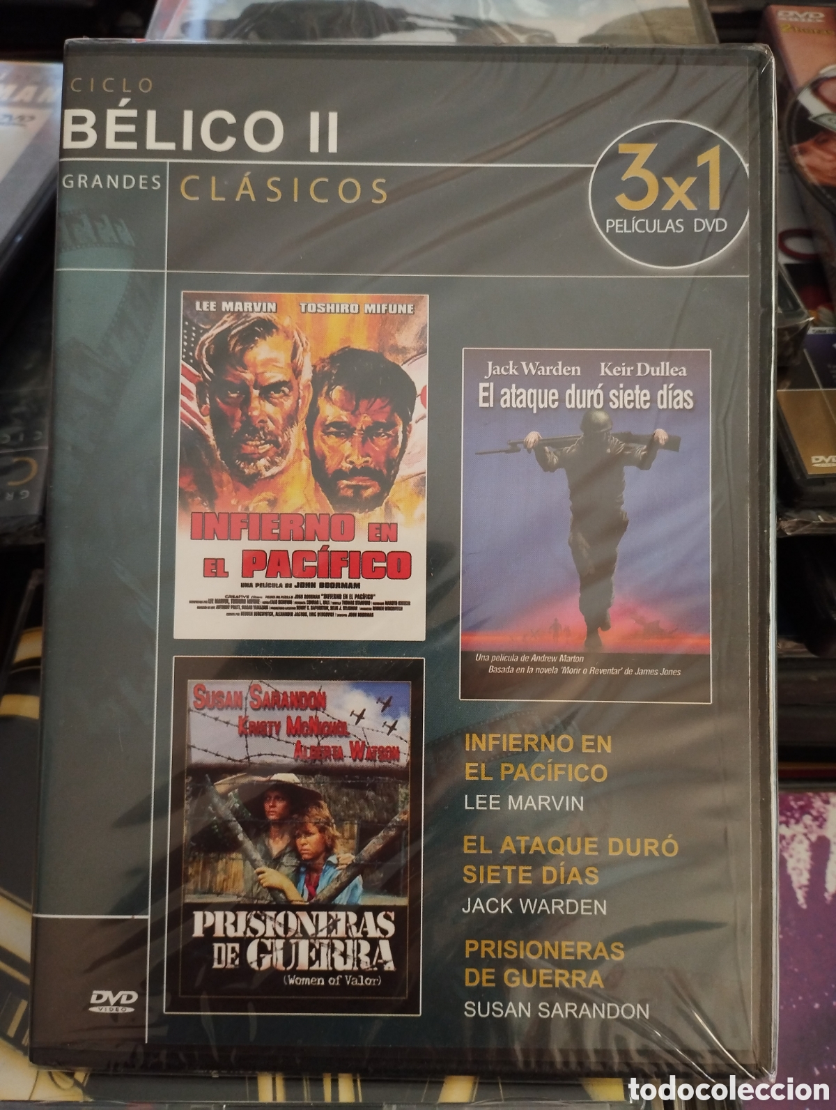 Cinema: Infierno en el Pac&iacute;fico, El ataque dur&oacute; siete d&iacute;as, Prisioneras de guerra. DVD. PRECINTADO. Lee Marv