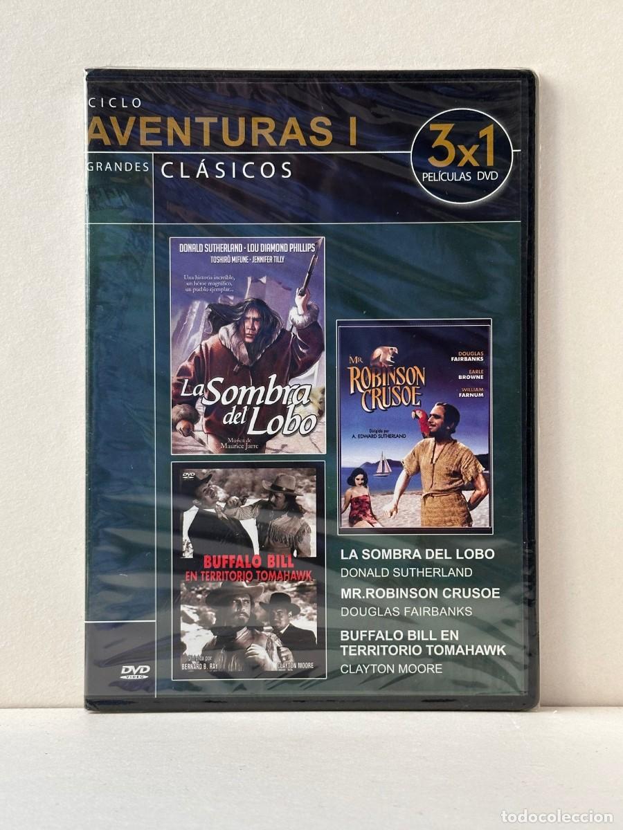 Cinema: La sombre del lobo + Buffalo Bill en territorio Tomahawk + Mr. Robinson Crusoe (DVD) *Precintado*