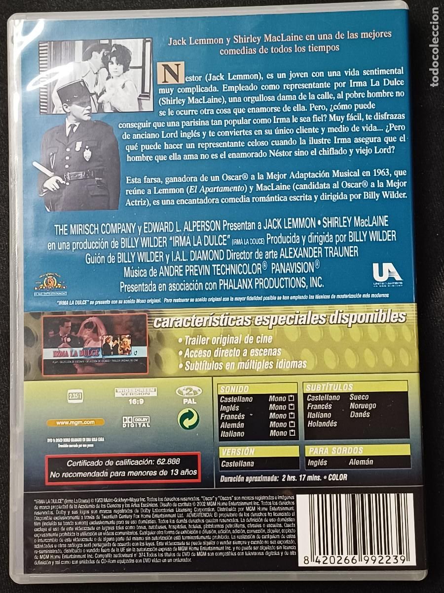 Cine: IRMA LA DULCE/JACK LEMMON/DVD. - Foto 3