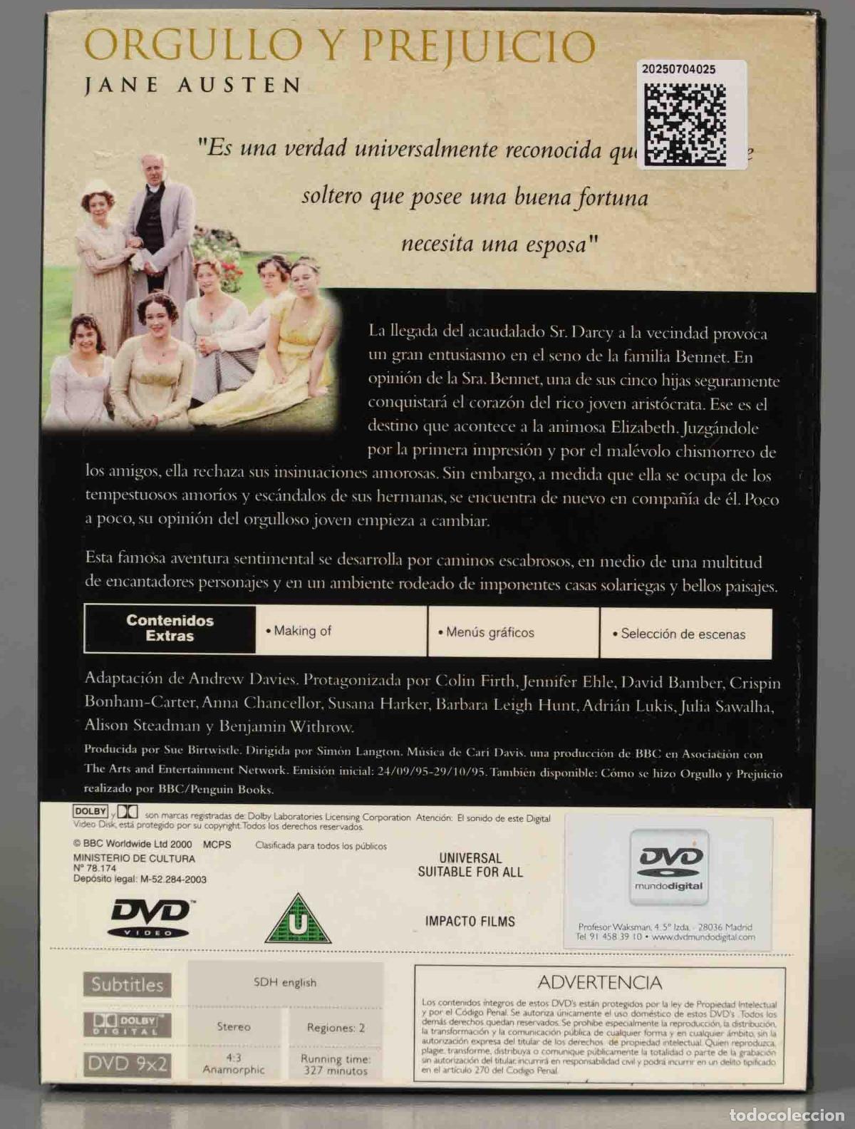 Cine: DVD. ORGULLO Y PREJUICIO. - Foto 2