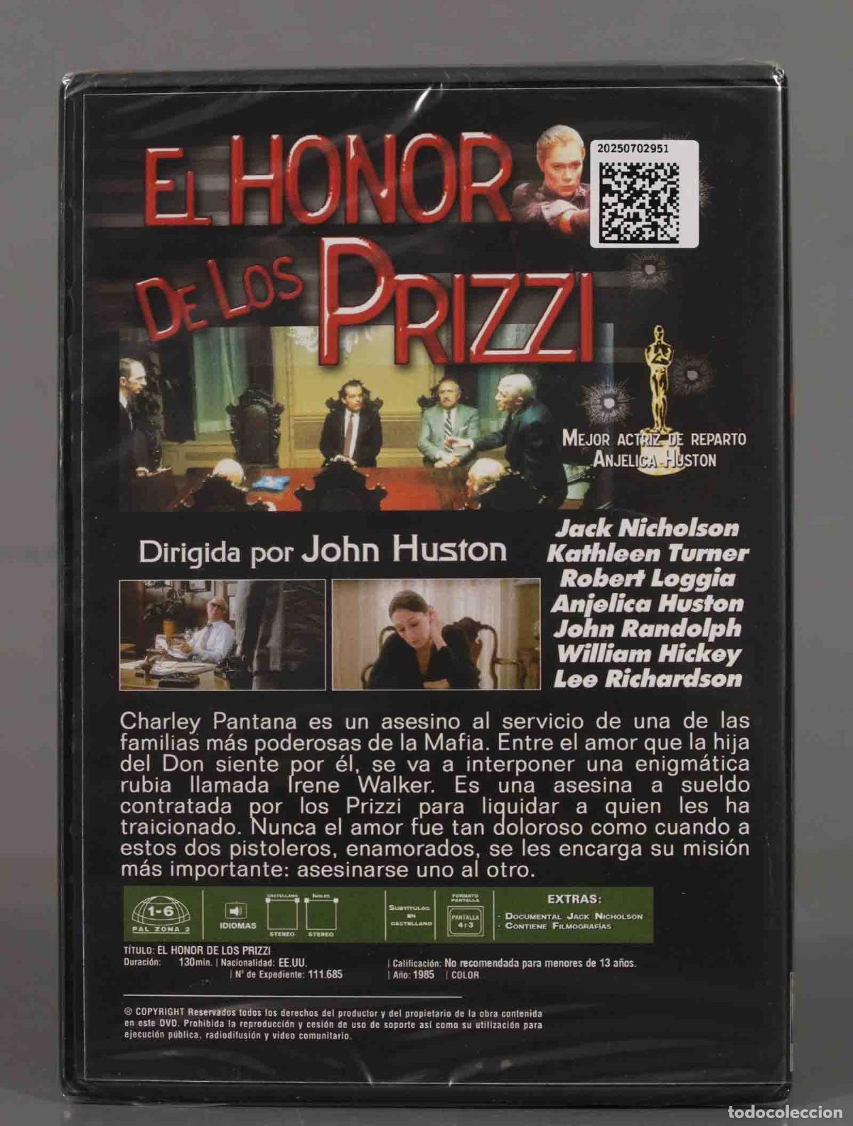 Cine: DVD. EL HONOR DE LOS PRIZZI. PRECINTADO - Foto 2