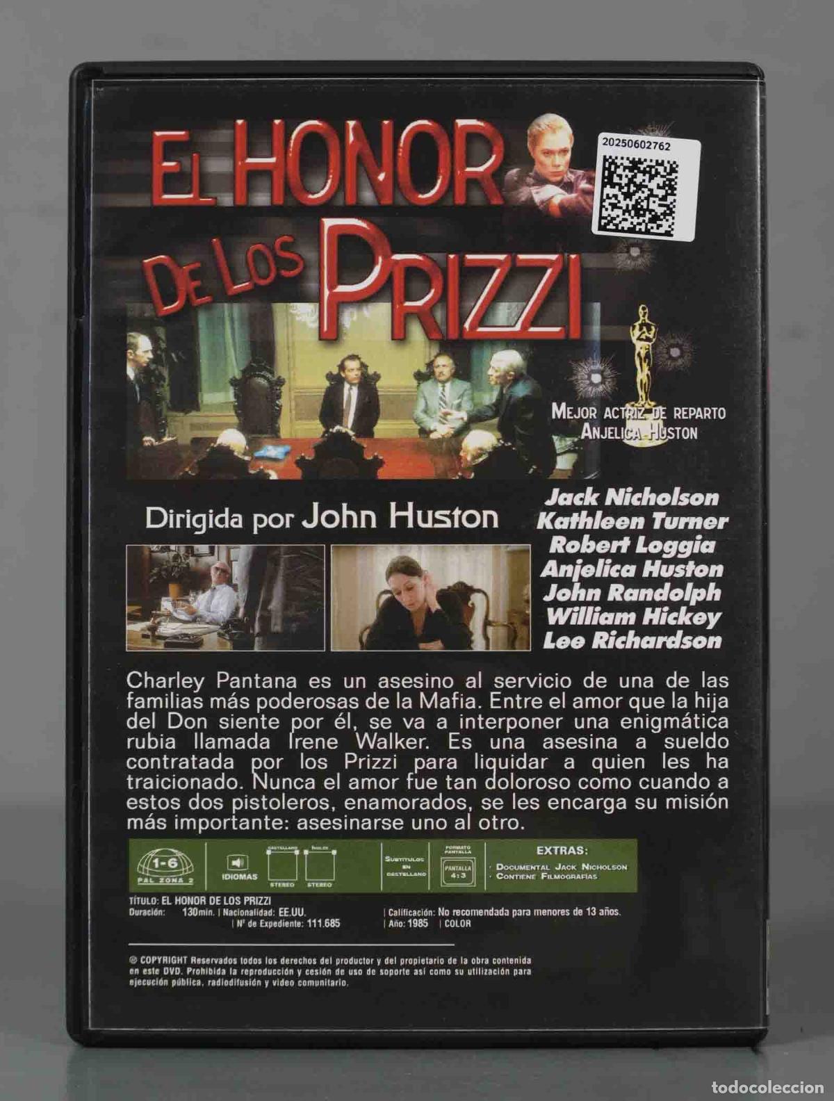 Cine: DVD. EL HONOR DE LOS PRIZZI - Foto 2