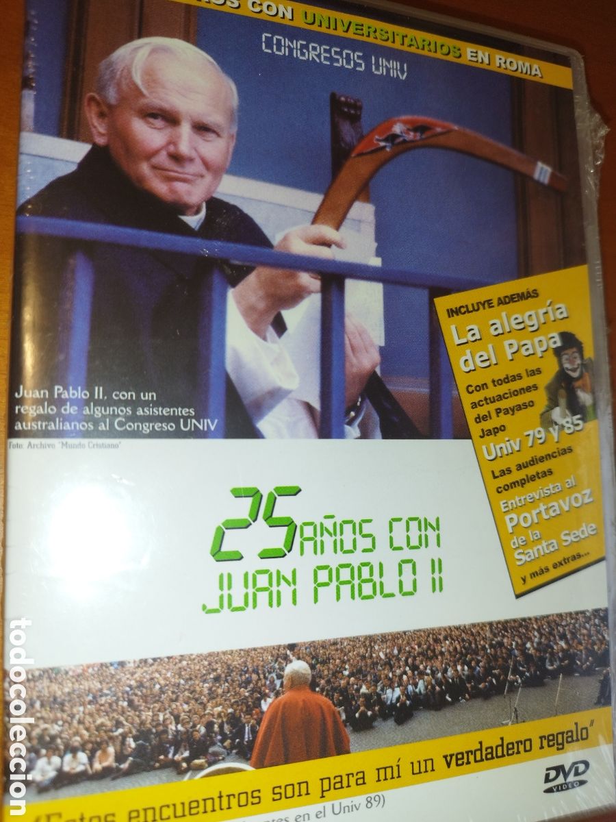 Cine: DVD 25 A&Ntilde;OS CON JUAN PABLO II. ENCUENTROS CON UNIVERSITARIOS EN ROMA. 2004 130 MINUTOS PRECINTADO.