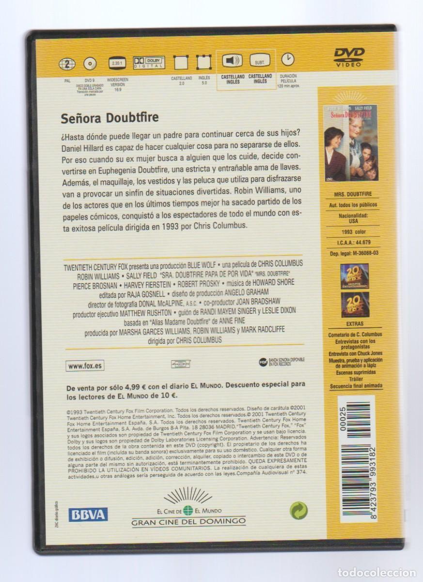 Cine: DVD - LA SE&Ntilde;ORA DOUBTFIRE . ROBIN WILLIAMS (COMEDIA) - Foto 2