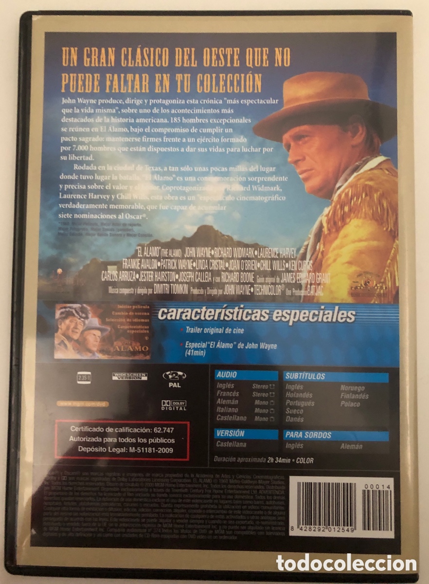 Cine: DVD EL &Aacute;LAMO. JOHN WAYNE - Foto 2