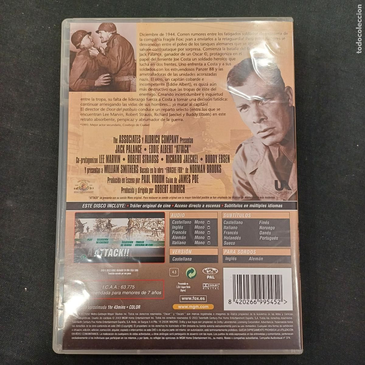 Cine: ATTACK/JACK PALANCE/DVD. - Foto 3