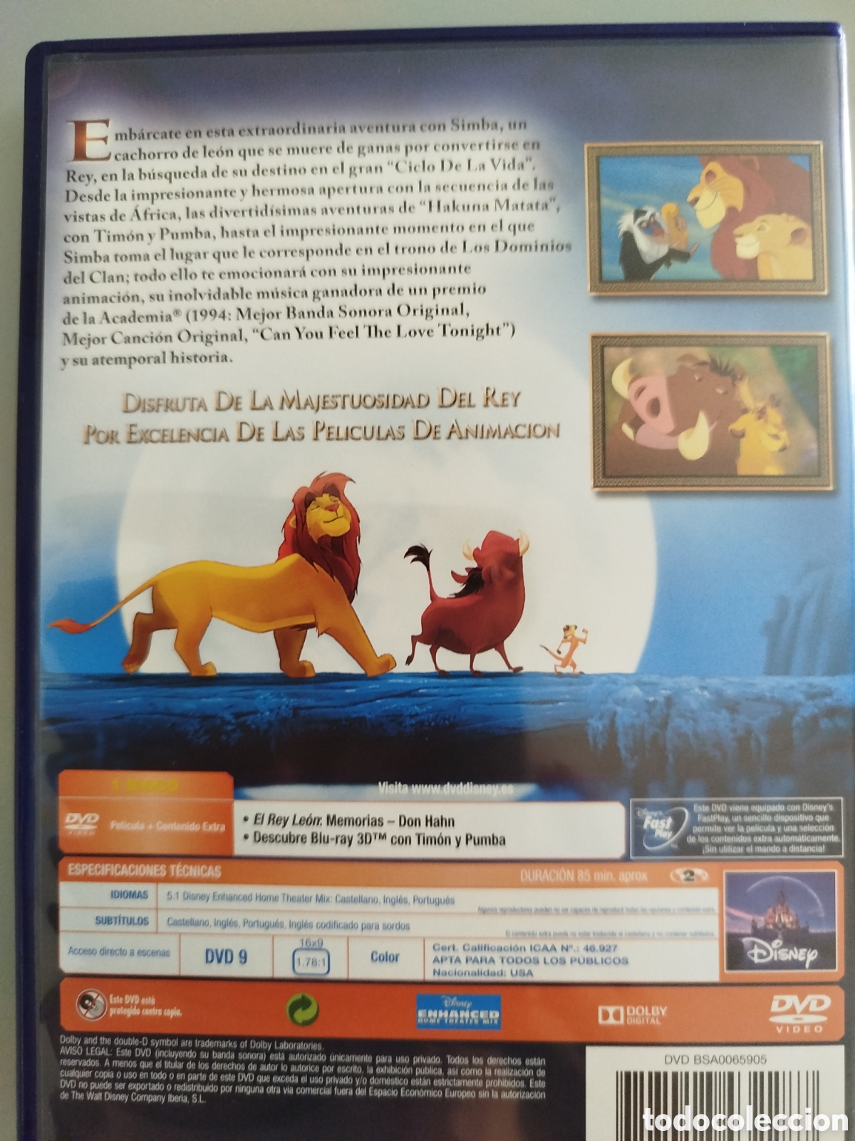 Cine: DVD PEL&Iacute;CULA - EL REY LE&Oacute;N - Foto 2