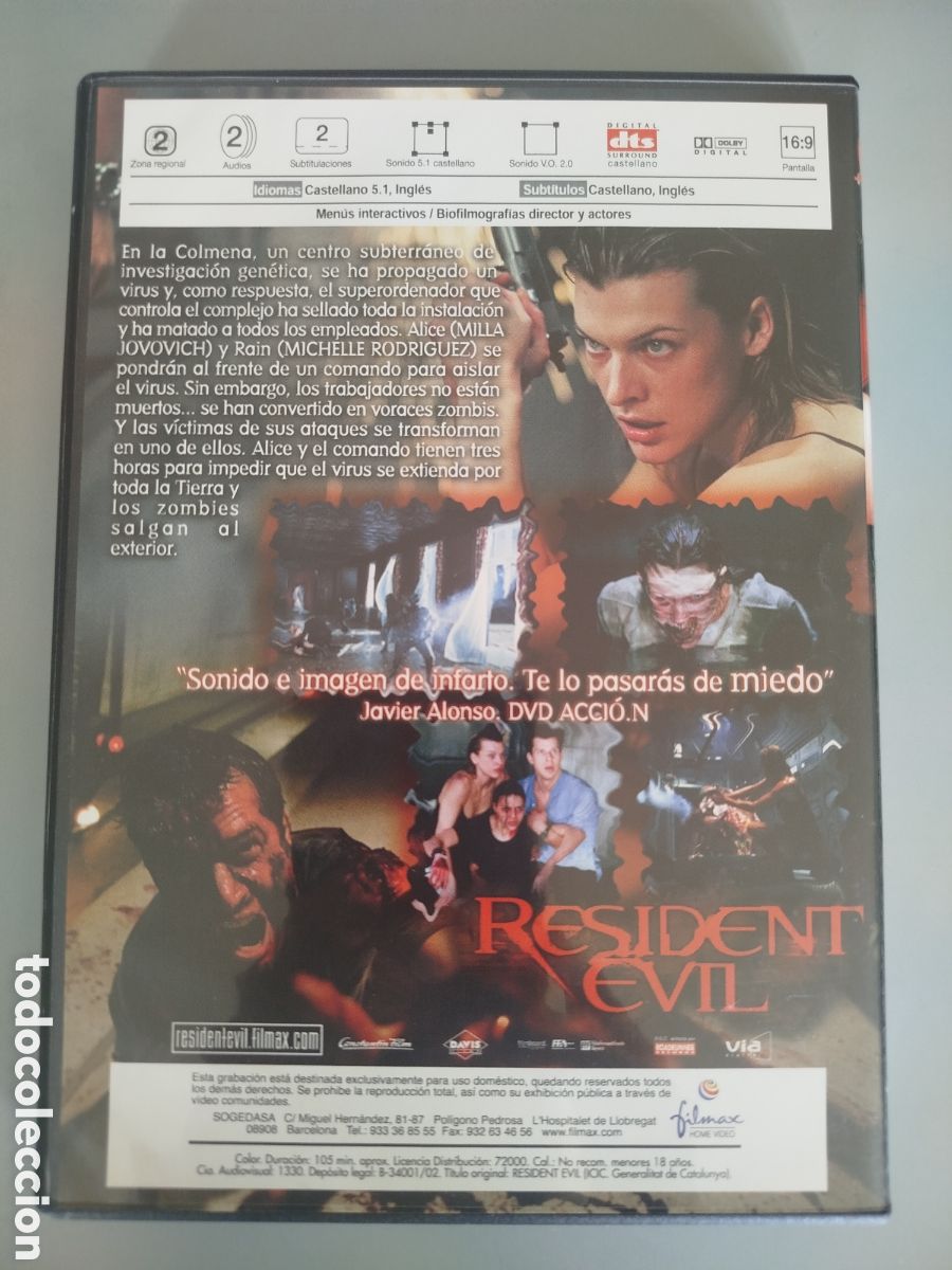 Cine: DVD PEL&Iacute;CULA RESIDENT EVIL - Foto 2