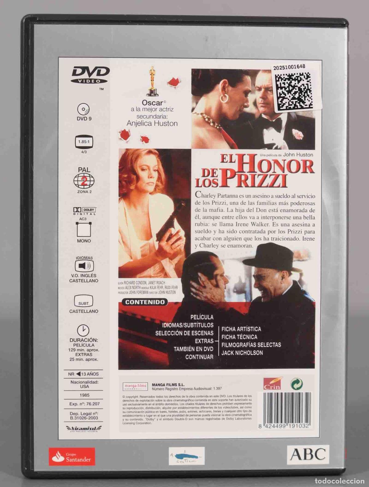 Cine: DVD. EL HONOR DE LOS PRIZZI - Foto 2