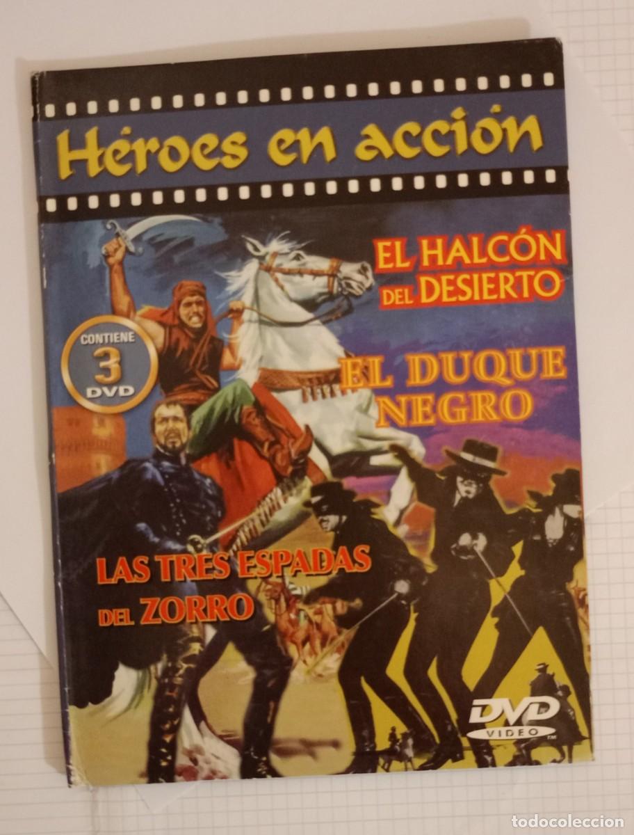 Cine: LAS TRES ESPADAS DEL ZORRO,EL DUQUE NEGRO Y EL HALCON DEL DESIERTO, 3 PELICULAS DVD