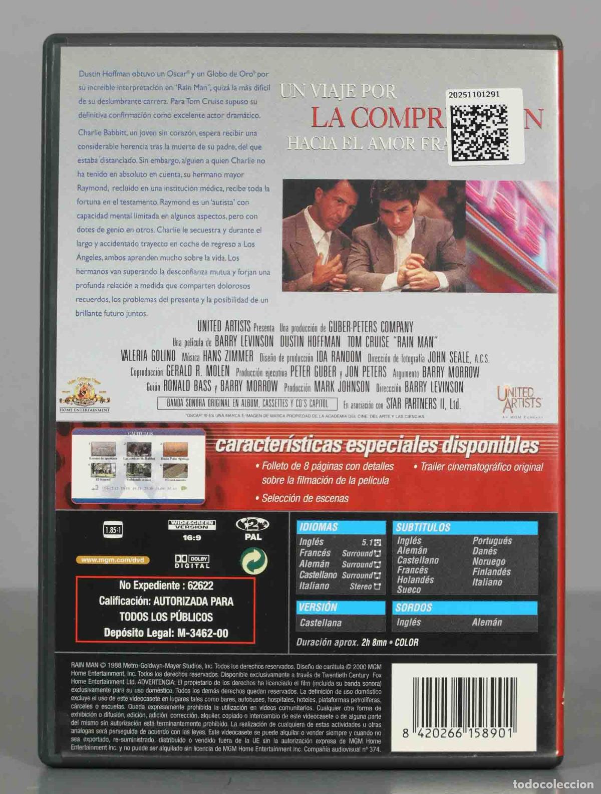 Cine: DVD. RAIN MAN. HOFFMAN. - Foto 2