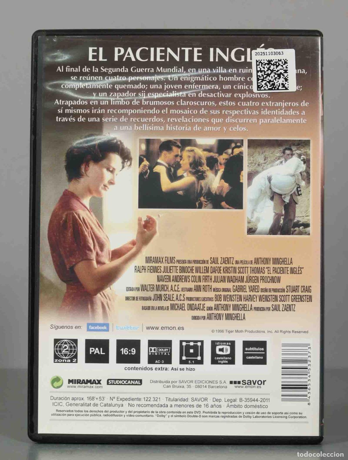 Cine: DVD. EL PACIENTE INGL&Eacute;S - Foto 2