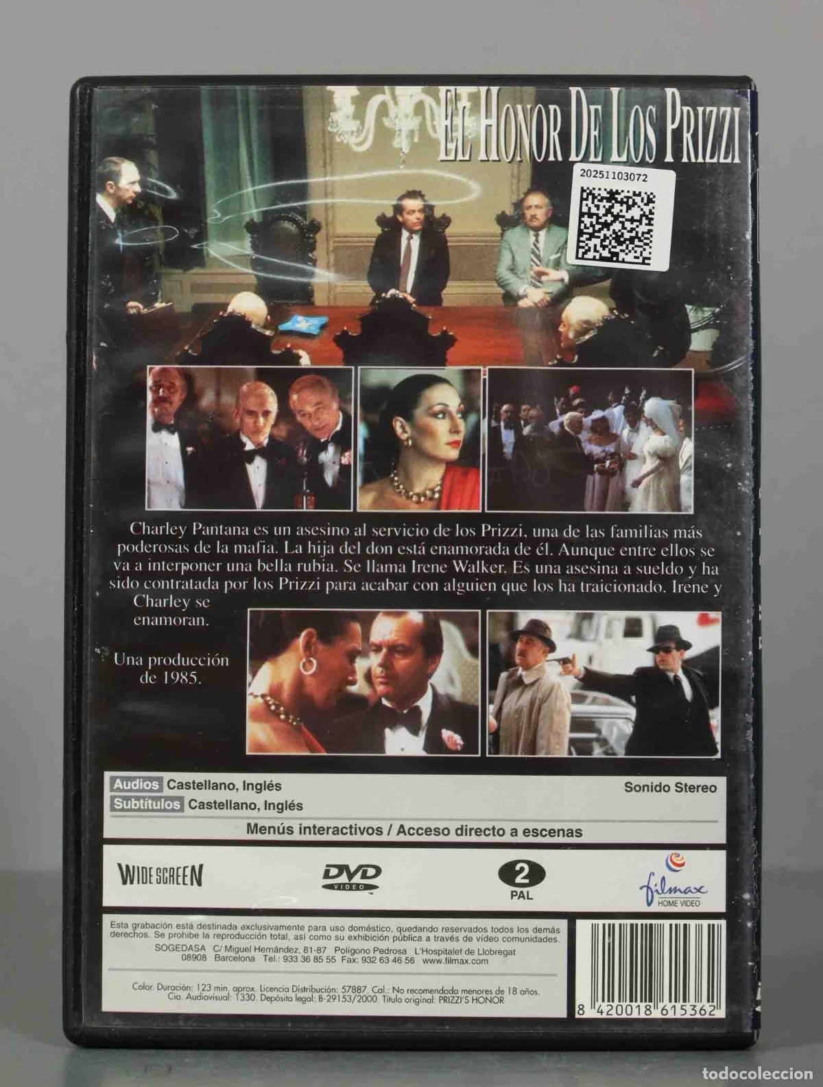 Cine: DVD. EL HONOR DE LOS PRIZZI - Foto 2