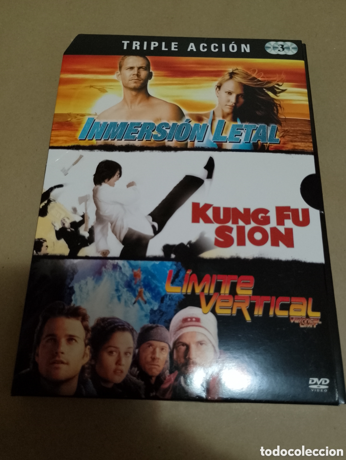 Cine: 3 dvds. Pack Triple Acci&oacute;n: Inmersi&oacute;n letal + Kung Fu Sion + L&iacute;mite Vertical.