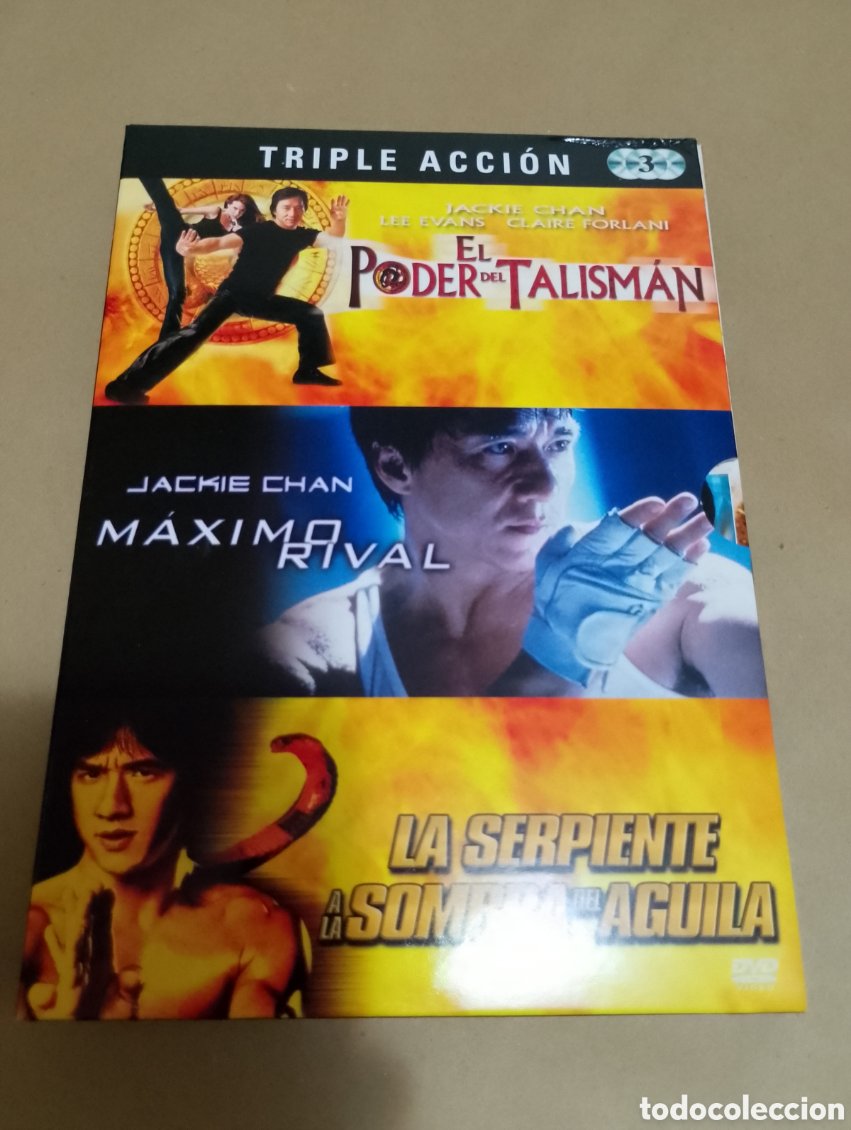 Cine: 3 dvds. Jackie Chan. Pack Triple Acci&oacute;n: El poder del talisman + M&aacute;ximo rival + La serpiente a la so - Foto 1