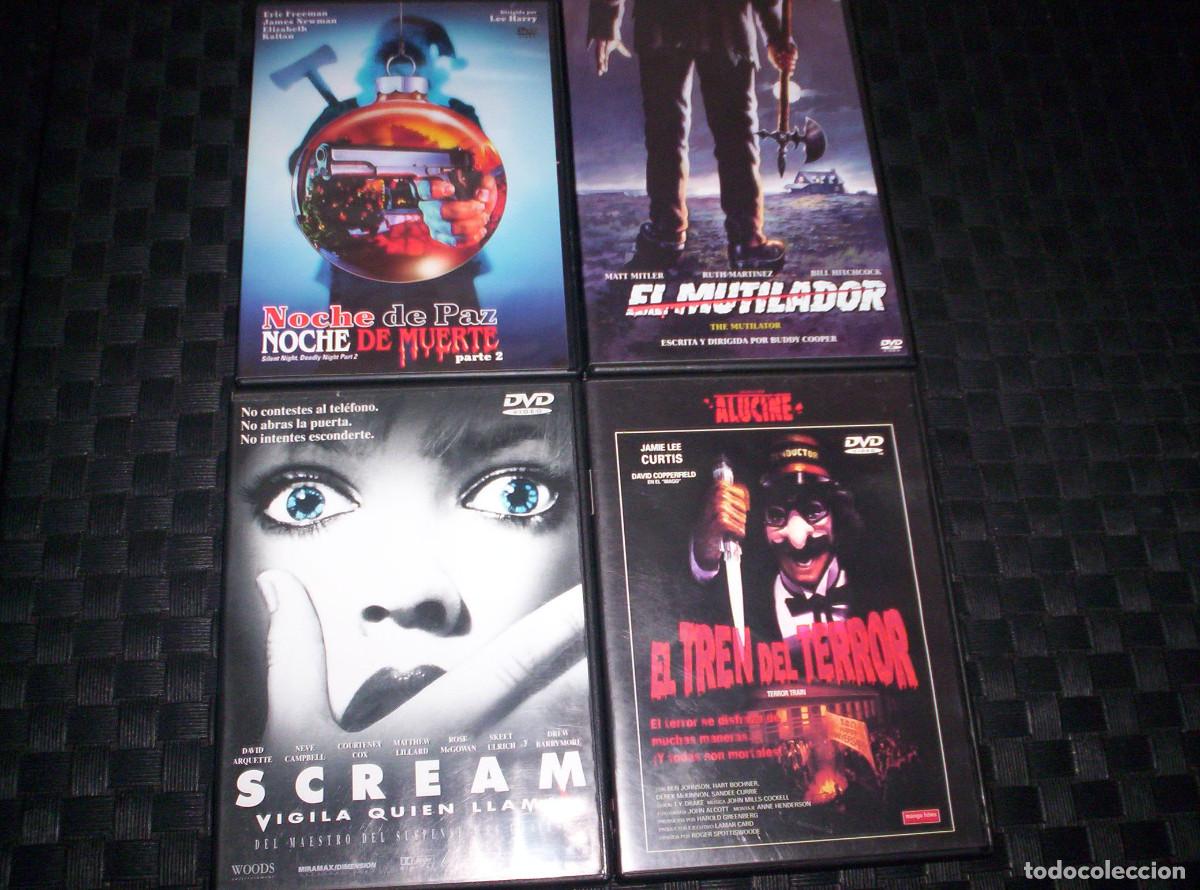 Cine: Pack 4 dvds slasher ( Scream, Mutilador, El tren del terror, Noche de paz, noche de muerte 2)