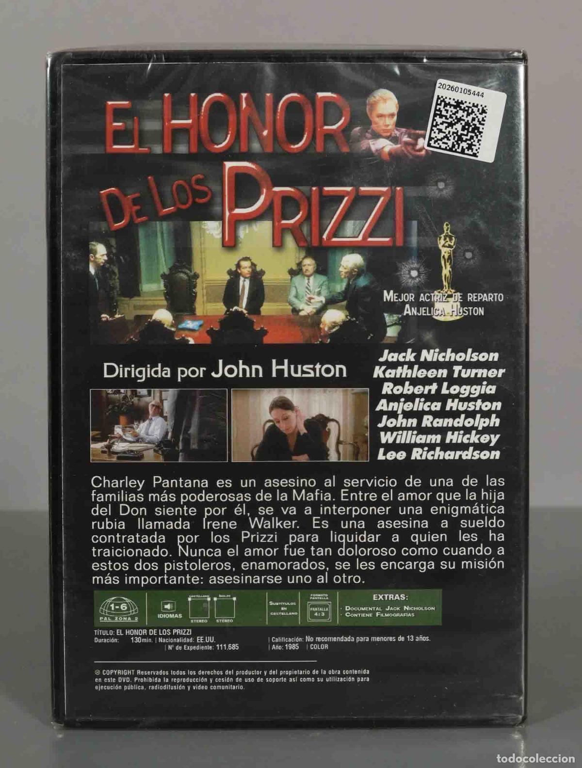 Cine: DVD. EL HONOR DE LOS PRIZZI. PRECINTADO - Foto 2