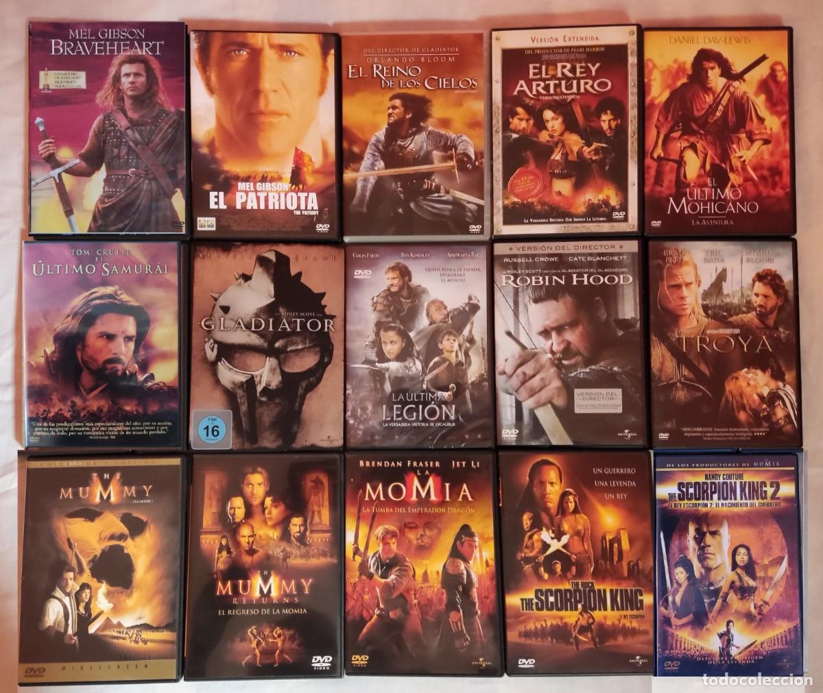 Cine: Pack DVD cine epico, historico, accion, aventuras: Gladiator, Troya, Robin Hood, La momia, ...