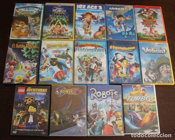 Cine: LOTE 14 PELICULAS EN DVD INFANTILES SHREK 2 JIMMY NEUTRON RUGRATS ICE AGE TURBO LEGO SONIC&hellip;