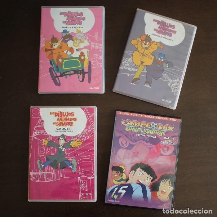 Cine: LOTE 4 PELICULAS DVD INFANTILES SHERLOCK HOLMES GADGET CAMPEONES OLIVER Y BENJI CAPTAIN TSUBASA En c