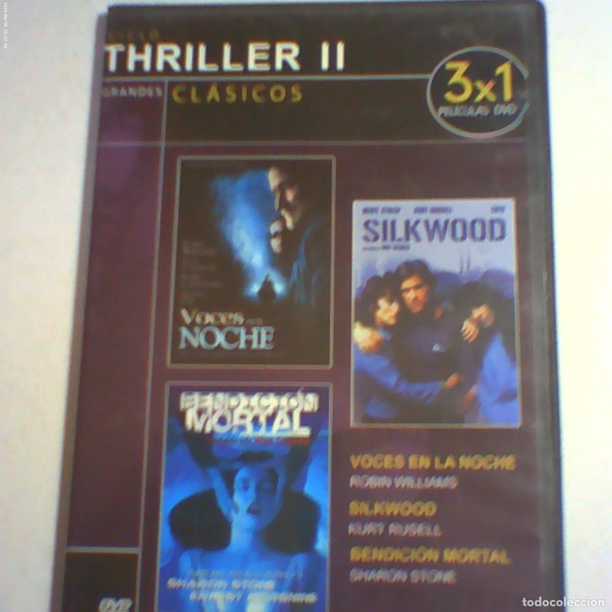 Cine: dvd 3 pelis voces en la noche. silkwood. bendici&oacute;n mortal. caja fina (seminuevo)