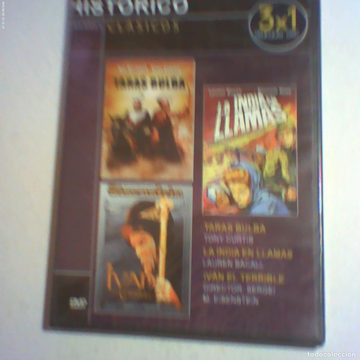 Cine: dvd 3 pelis. taras bulba. la india en llamas. iv&aacute;n el terrible. caja fina (precintada)