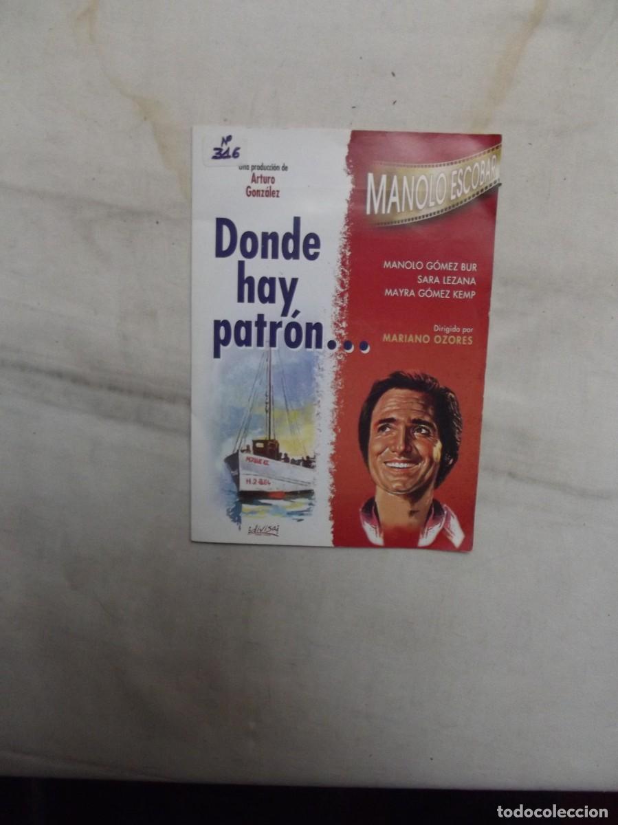Cine: DVD DONDE HAY PATRON CON MANOLO ESCOBAR ( SOBRE DE CARTON )