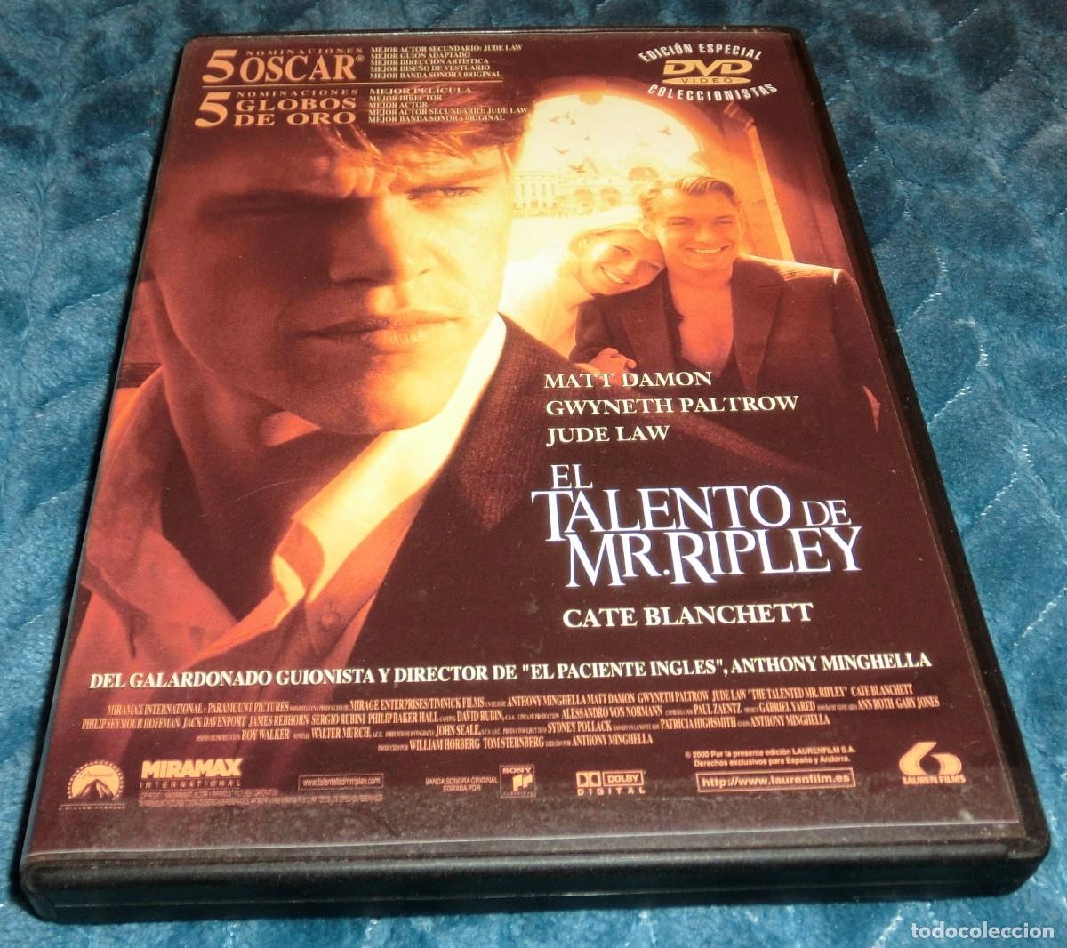 Cine: DVD EL TALENTO DE MR. RIPLEY - MATT DAMON (DE COLECCIONISTA - PERFECTO ESTADO - UN SOLO USO)