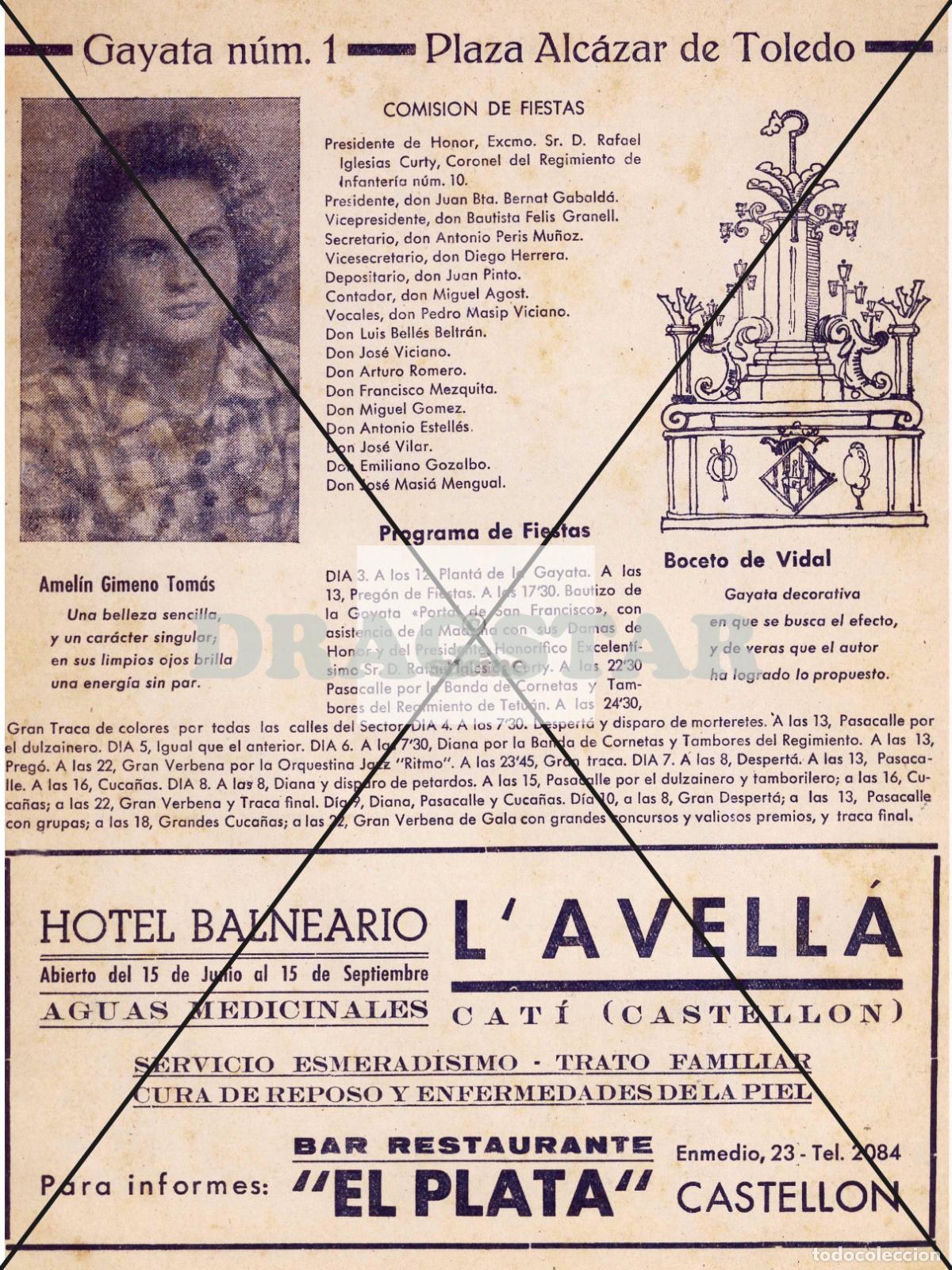Cine: PRIMER PROGRAMA DE FIESTAS MAGDALENA 1945 DE LAS 12 GAYATAS. MADRINA, COMISION Y PROYECTO GAYATAS Y