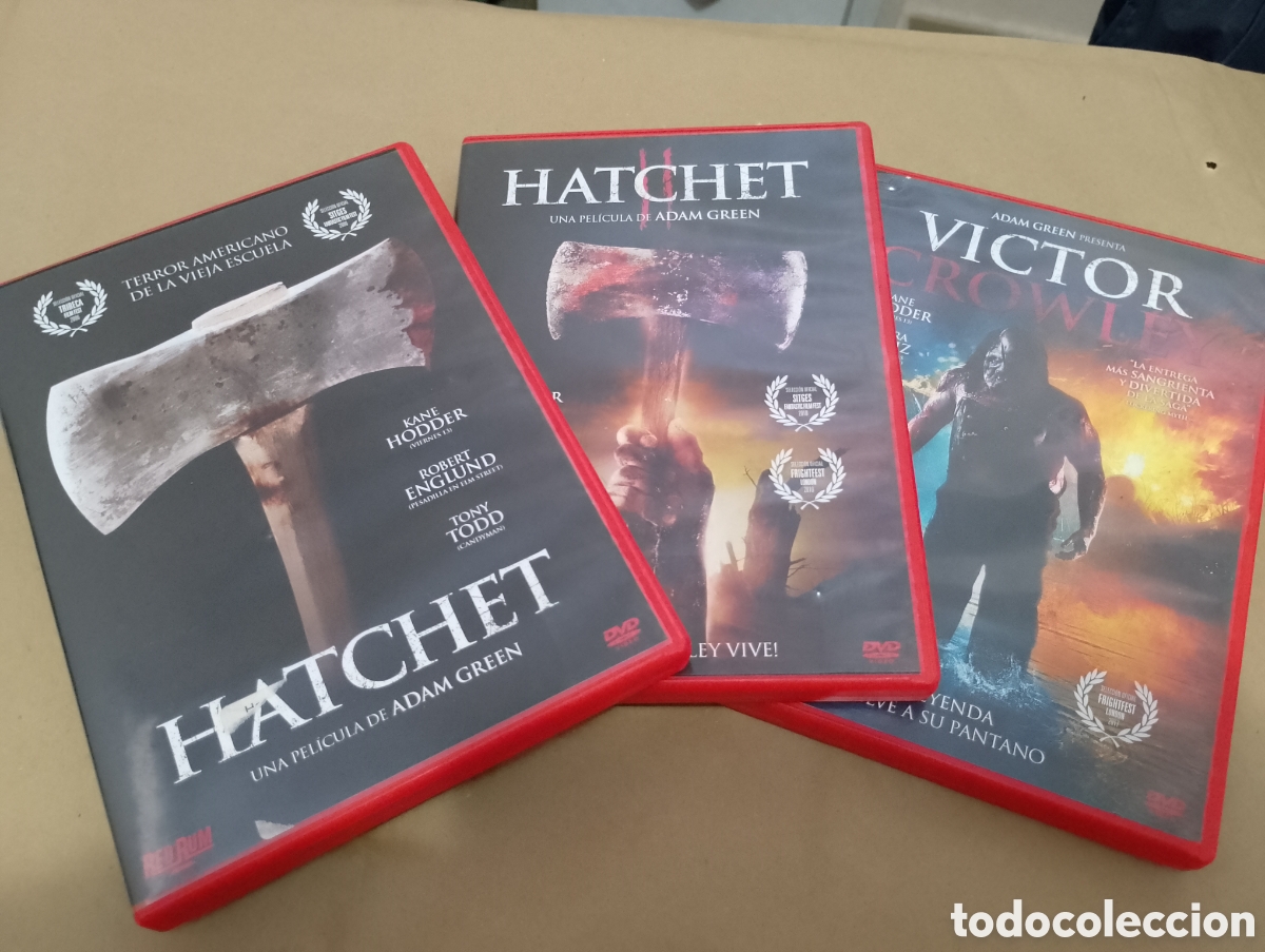 Cin&eacute;ma: 3 dvds. Hatchet + Hatchet II + Victor Crowley. Terror. Descatalogadas. Muy dif&iacute;ciles de encontrar.