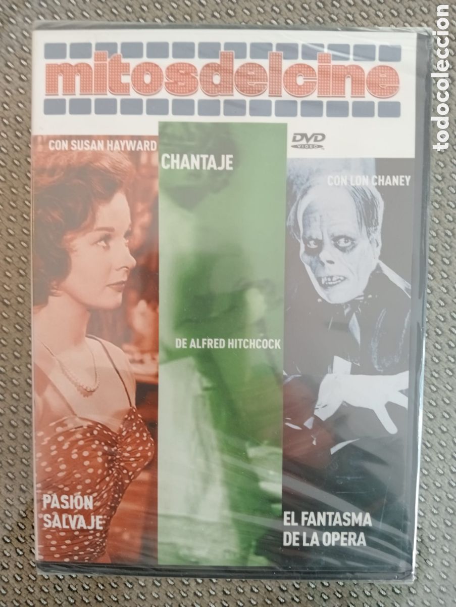 Cine: Pasi&oacute;n salvaje. Chantaje. El fantasma de la &oacute;pera. Mitos del cine. DVD. Nuevo. Precintado.