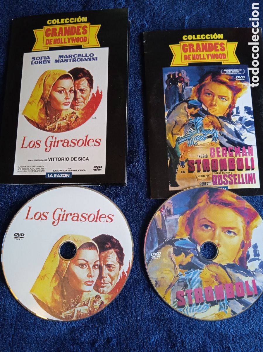 Cinema: DVD - GRANDES DE HOLLYWOOD , 2 DVD - LOS GIRASOLES , STROMBOLI -DVD EN FUNDA DE CARTON -NUEVOS