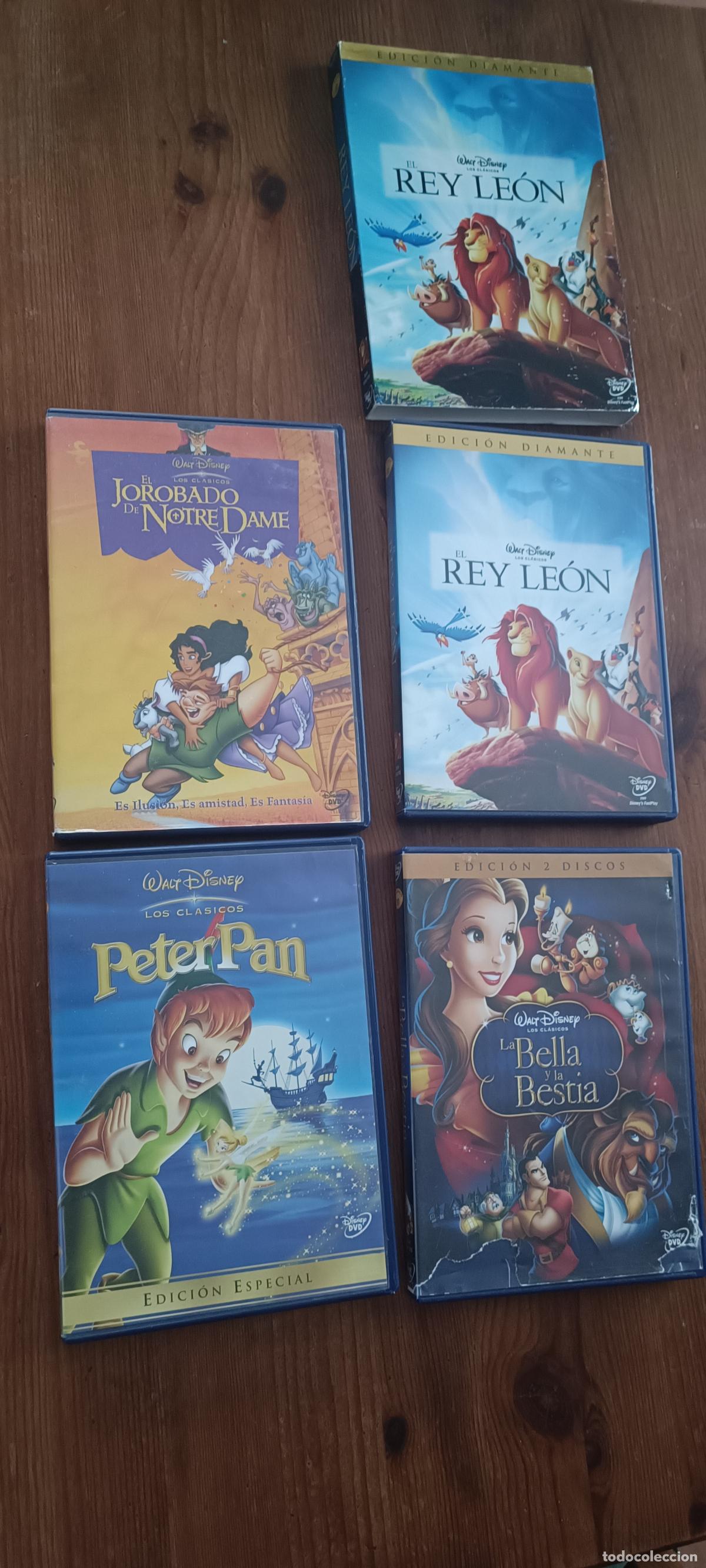 Cine: 4 DVD WALT DISNEY LOS CLASICOS : N&ordm; 14 PETER PAN - 30 LA BELLA Y LA BESTIA - 32 EL REY LEON -