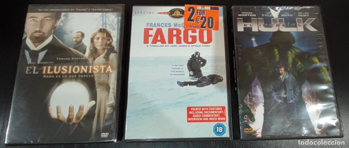 Cine: 3 PELICULAS EN DVD, FARGO, HULK, EL ILUSIONISTA PRECINTADA