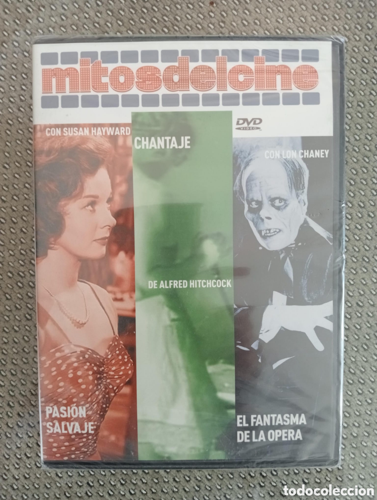 Cine: Pasi&oacute;n salvaje. Chantaje. El fantasma de la &oacute;pera. Mitos del cine. DVD. Nuevo. Precintado.