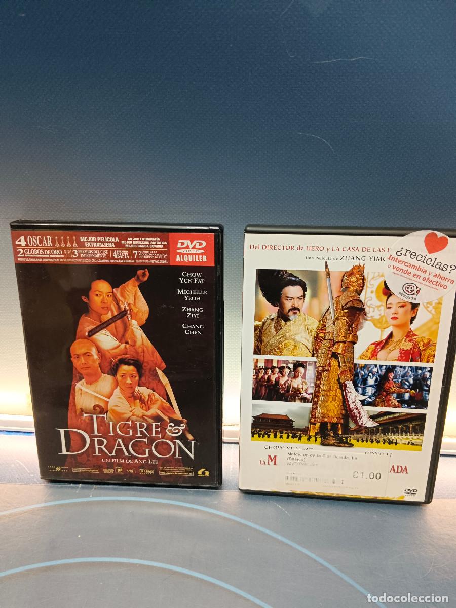 Cine: dos DVDs acci&oacute;n oriental, Tigre y Drag&oacute;n + La maldici&oacute;n de la flor dorada