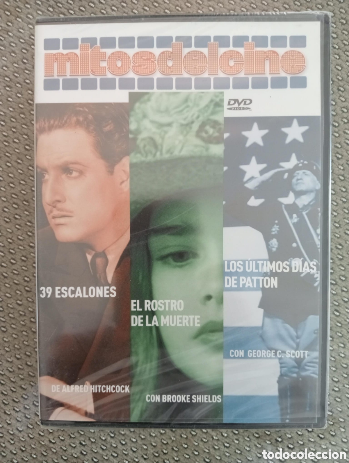 Cine: 39 escalones. El rostro de la muerte. Los &uacute;ltimos d&iacute;as de Patton. Mitos del cine. DVD. Nuevo. Precin