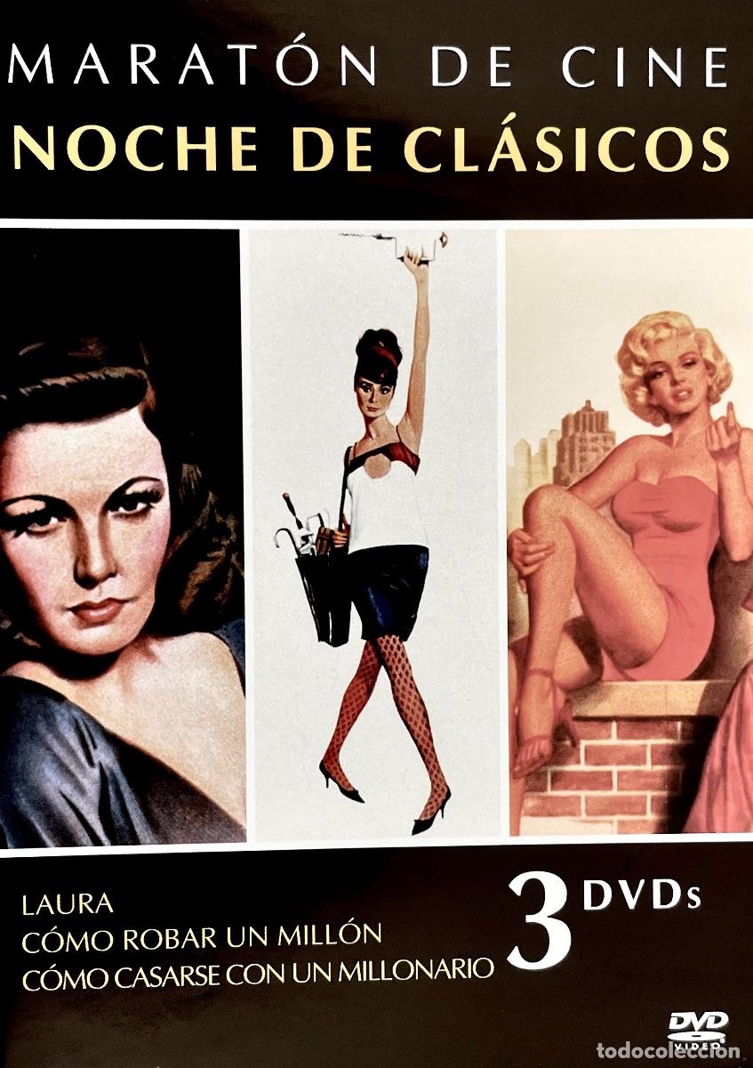 Cinema: 3 DVDs. LAURA. C&Oacute;MO CASARSE CON UN MILLONARIO. C&Oacute;MO ROBAR UN MILL&Oacute;N. Gene Tierney. Audrey Hepburn.