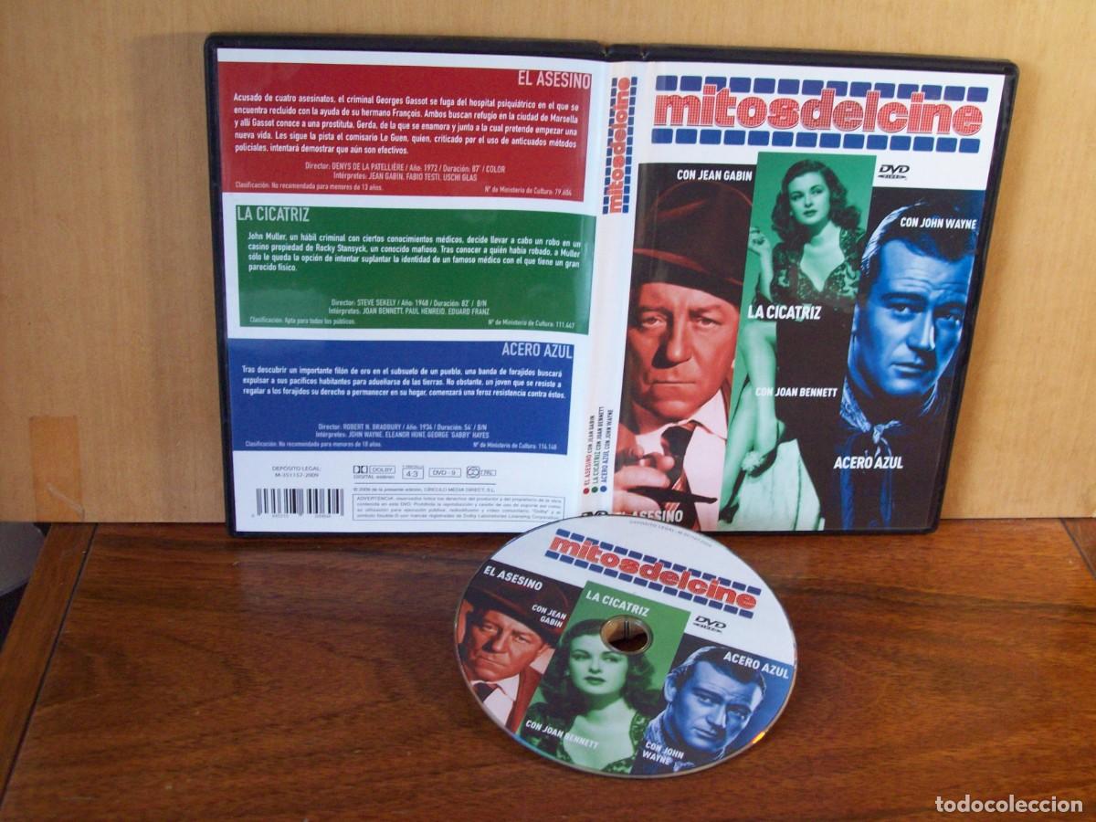 Cine: MITOS DEL CINE : EL ASESINO - LA CICATRIZ - ACERO AZUL - 3 PELICULAS EN 1 SOLO DVD