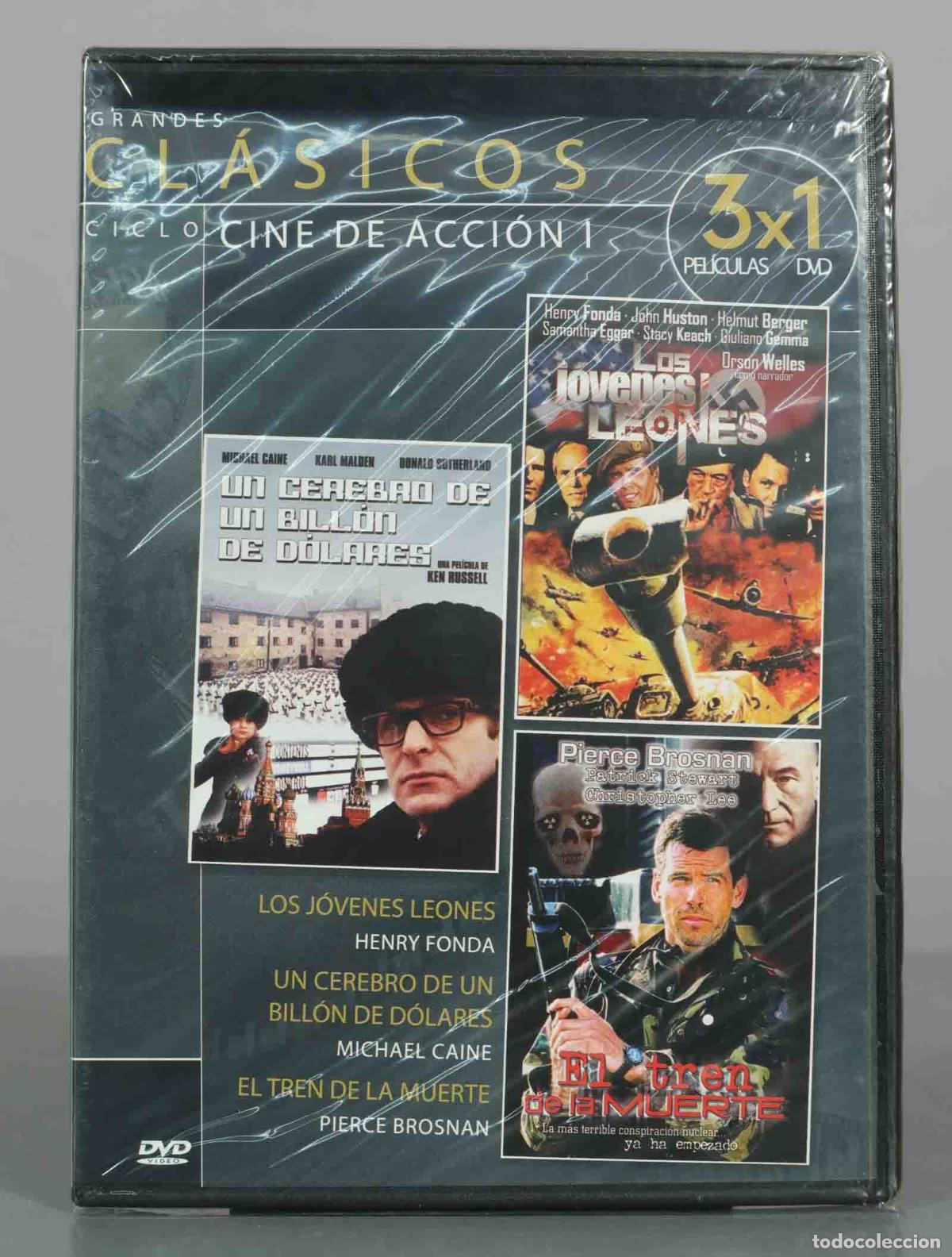 Cine: DVD. Grandes Cl&aacute;sicos Cine de Acci&oacute;n I - Los J&oacute;venes Leones, Un Cerebro de un Bill&oacute;n de PRECINTADO