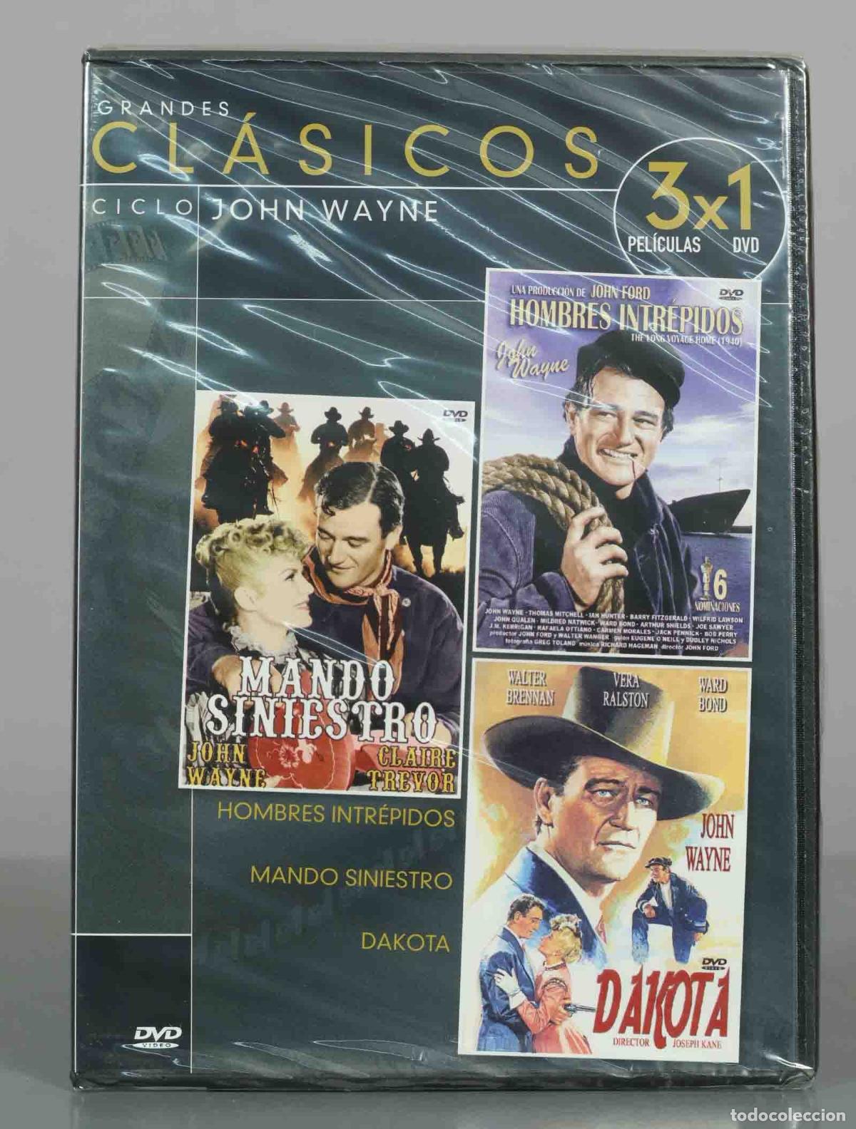 Cinema: DVD. Grandes Cl&aacute;sicos Ciclo John Wayne - Mando siniestro, Hombres intr&eacute;pidos, Dakota PRECINTADO