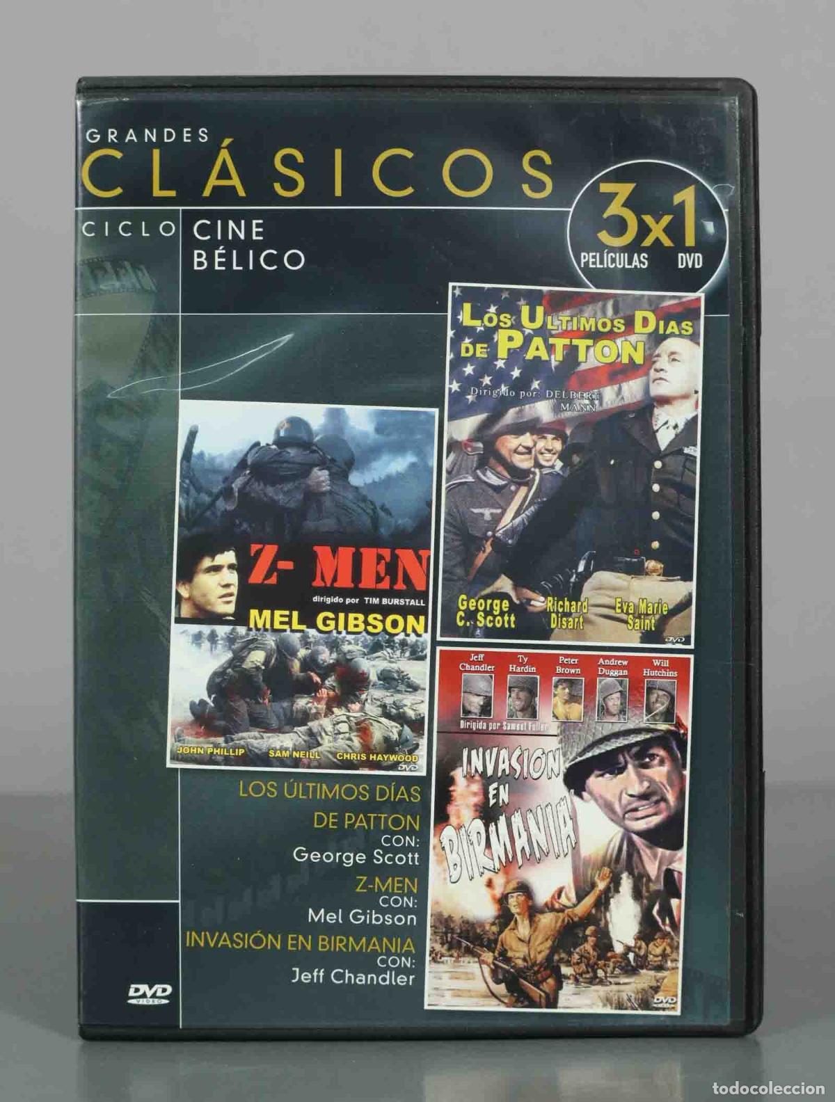 Cine: DVD. Z-Men, Los &uacute;ltimos d&iacute;as de Patton, Invasi&oacute;n en Birmania - Mel Gibson, George C. Scott, Jeff Ch