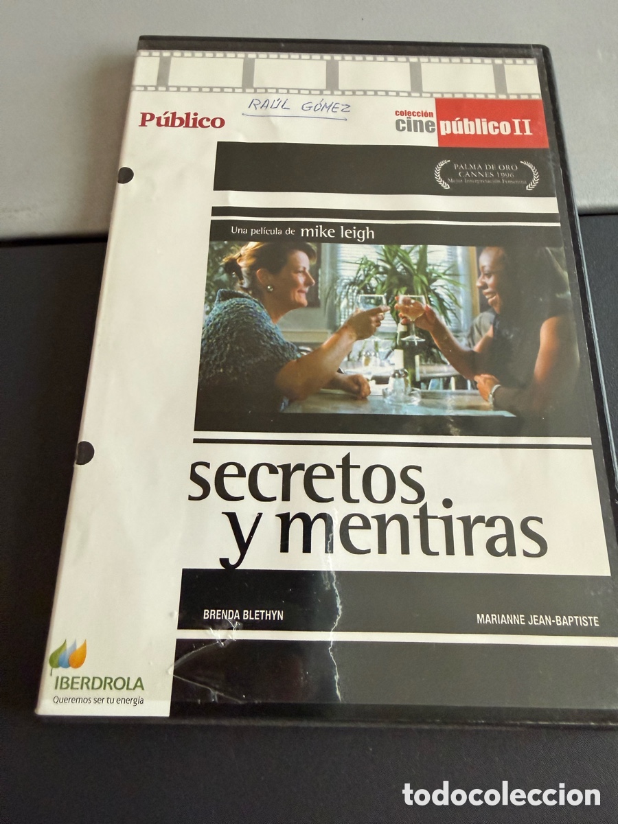 Cine: DVD. SECRETOS Y MENTIRAS. CAJA FINA. perforaciones car&aacute;tula