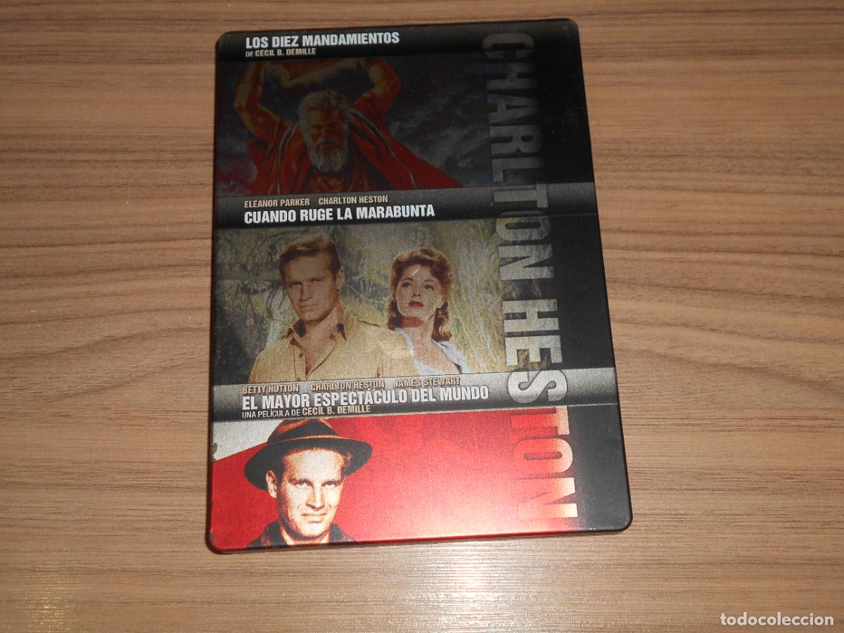 Cine: EL MAYOR ESPECTACULO MUNDO - CUANDO RUGE MARABUNTA - LOS DIEZ MANDAMIENTOS 4 DVD Caja Metalica
