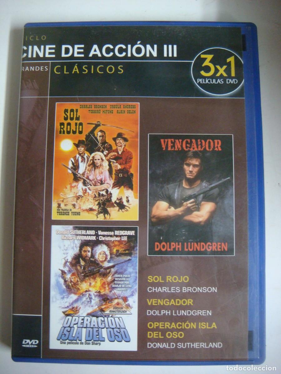 Cine: D.V.D. DE 3X1 SOL ROJO-VENGADOR Y OPERACION ISLA DEL OSO-(G)-CAJ-N&ordm;-9